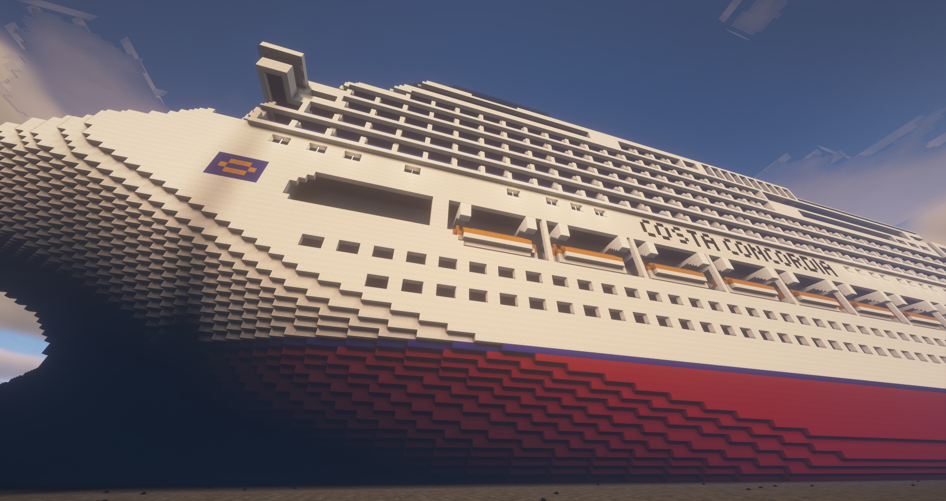 Costa Concordia Minecraft ship build